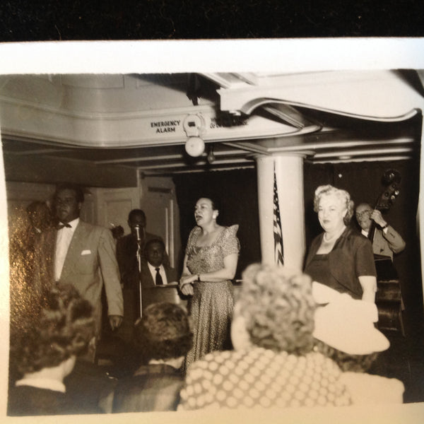 Vintage Mid Century B&W Photo SS South American Cruise Show The Lady Sings