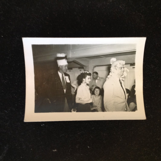 Vintage Mid Century B&W Photo SS South American Cruise Show Parade of Silly Hats