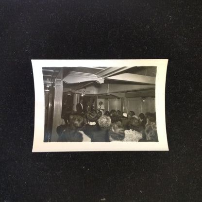 Vintage Mid Century B&W Photo SS South American Cruise Show Emcee and Presenters Face the Audience