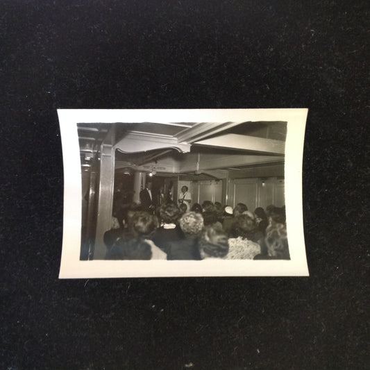 Vintage Mid Century B&W Photo SS South American Cruise Show Emcee and Presenters Face the Audience