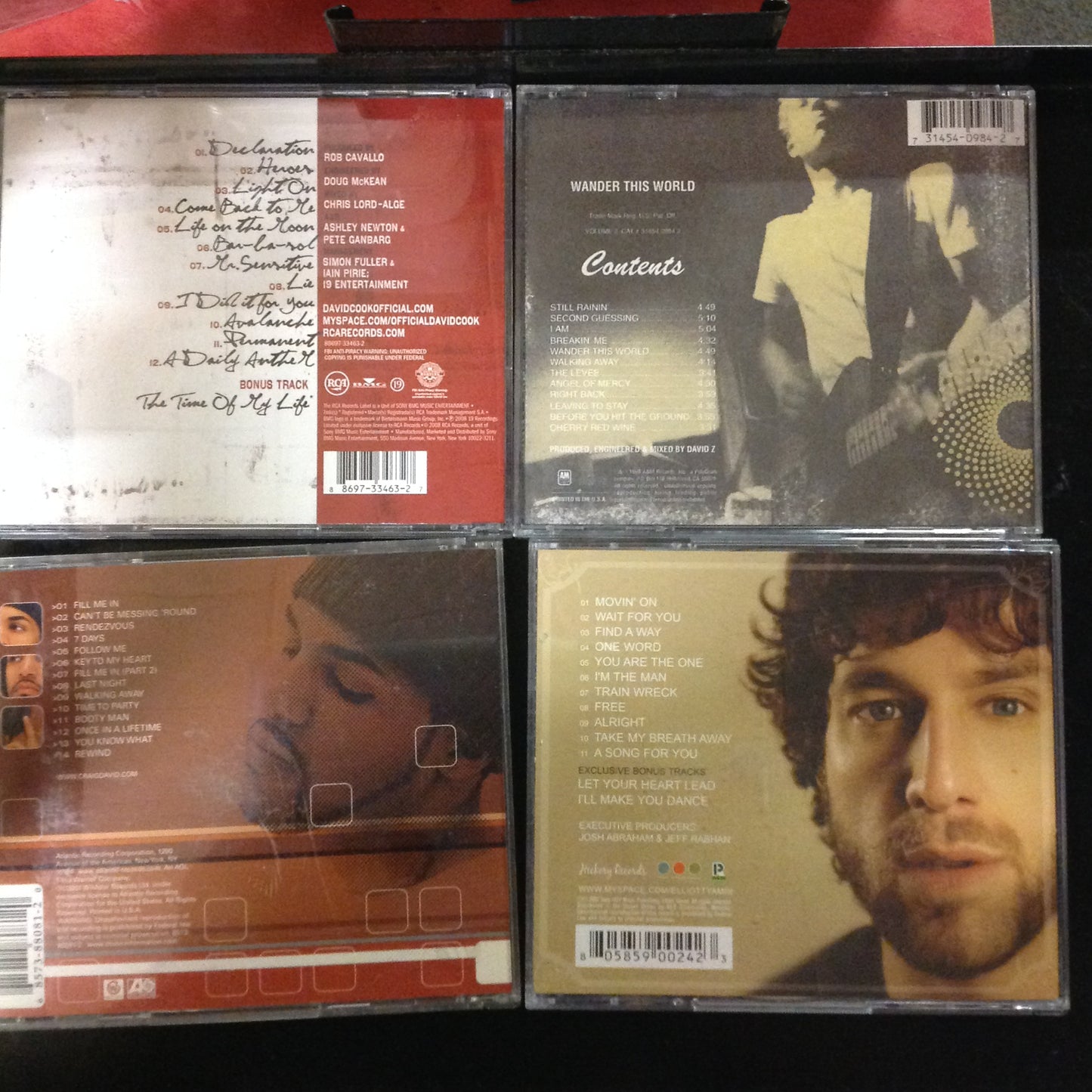 4 Disc SET BARGAIN CDs Craig David Elliott Yamin David Cook Jonny Lang