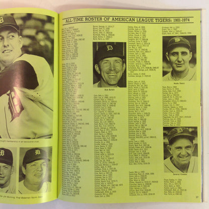 Vintage Official 1975 Detroit Tigers Yearbook 75th Season