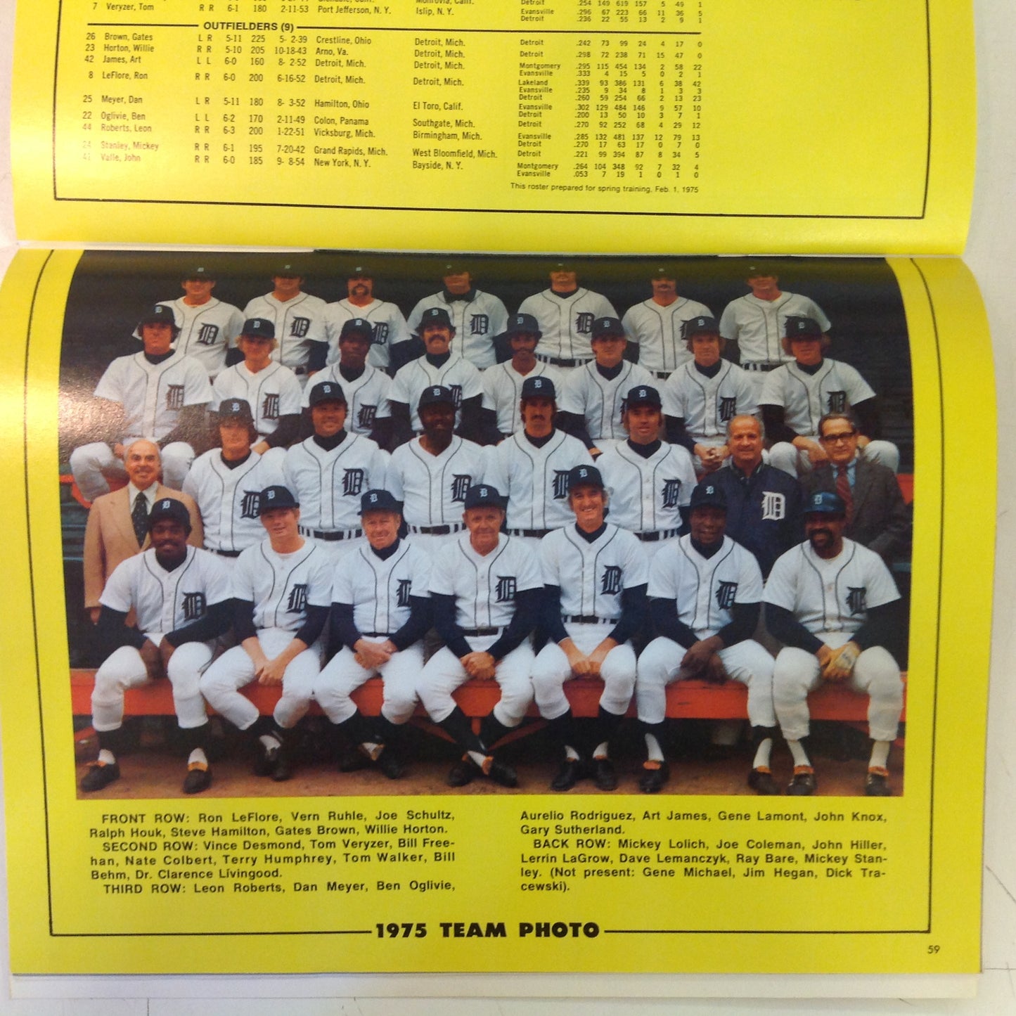 Vintage Official 1975 Detroit Tigers Yearbook 75th Season