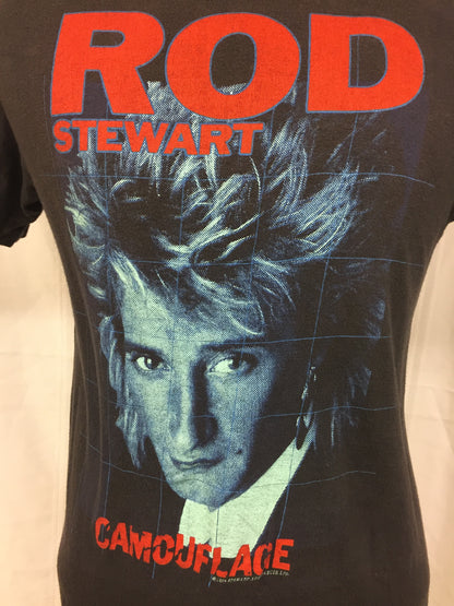 Vintage 1984 Rod Stewart Camouflage Tour Concert Shirt Rock Music