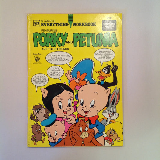 Vintage 1979 Golden Everything Workbook Book 2 For Beginning Readers Featuring Porky and Petunia and Their Friends