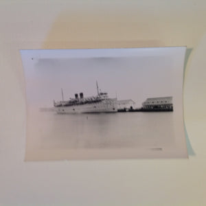Vintage Mid Century B&W Photo SS South American Cruise Exterior Shot Ship Sailing from Harbor