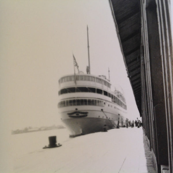 Vintage Mid Century B&W Photo SS South American Cruise Exterior Shot Port Perspective