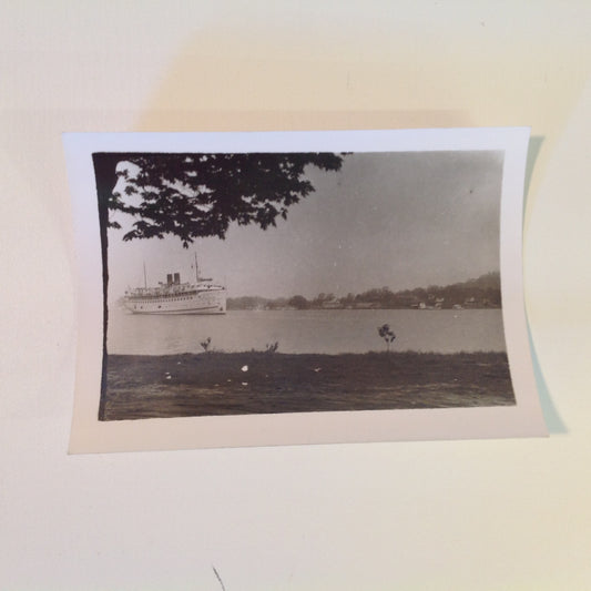 Vintage Mid Century B&W Photo SS South American Cruise Exterior Shot Ship Sailing Seen from Shore