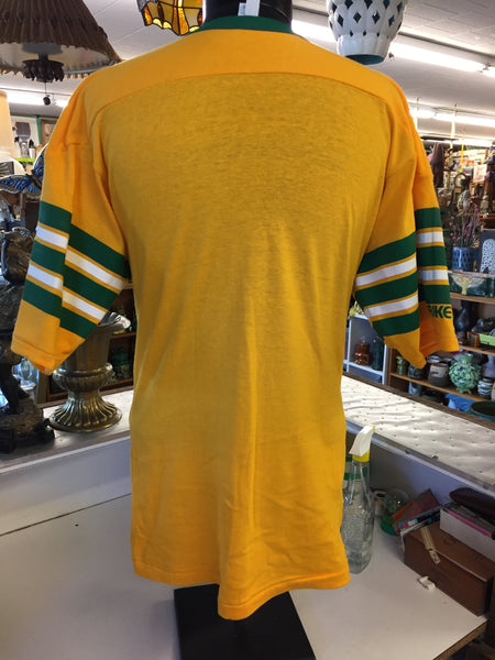 Vintage 1980's Bright Yellow BIKE Pull Over T Shirt Retro Made in USA
