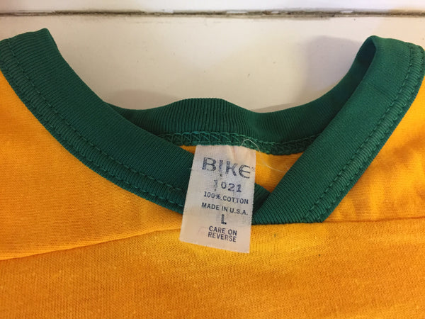 Vintage 1980's Bright Yellow BIKE Pull Over T Shirt Retro Made in USA