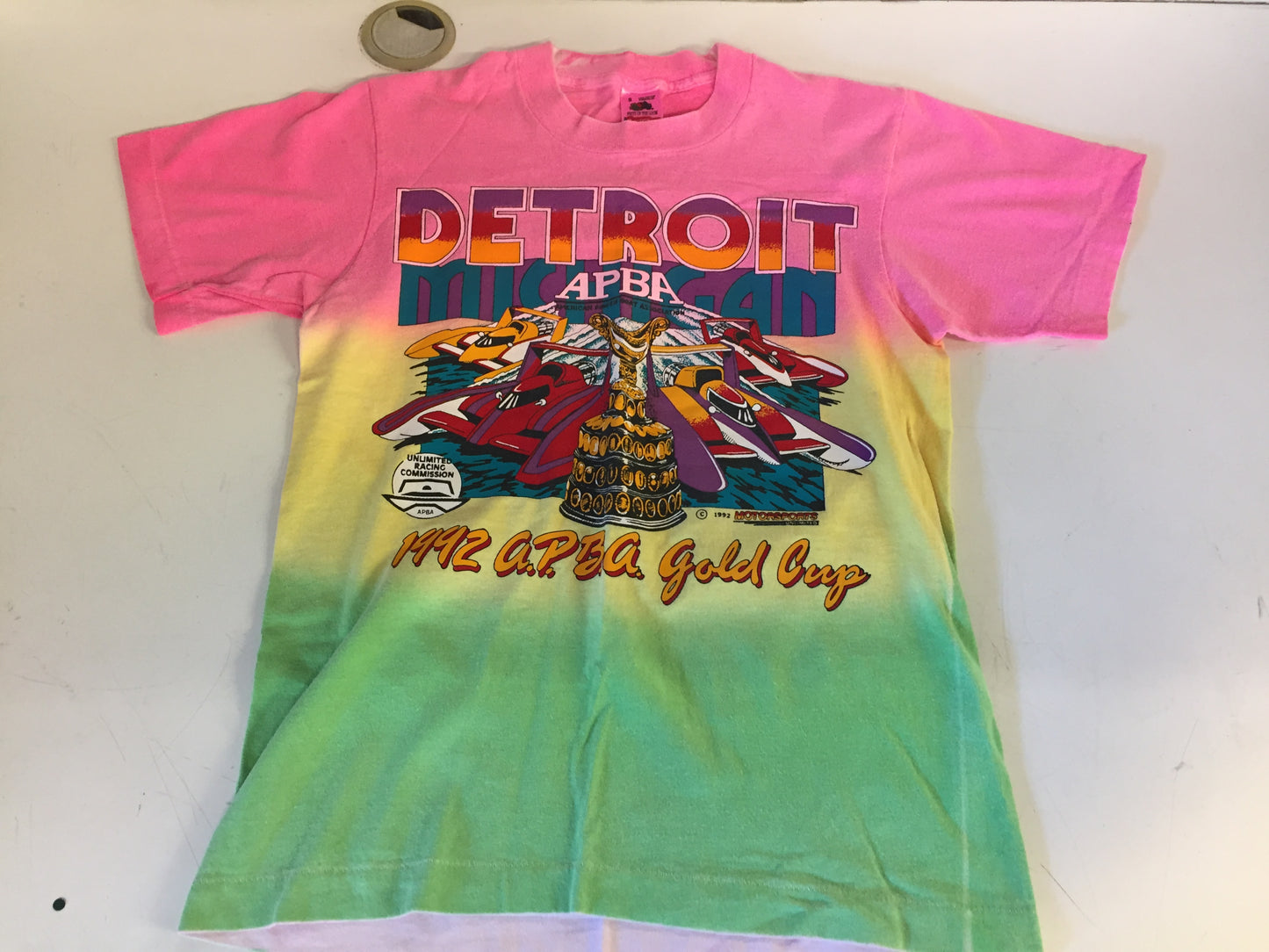 Vintage 1992 Detroit APBA T Shirt American Power Boat Association Gold Cup Motorsport Pink