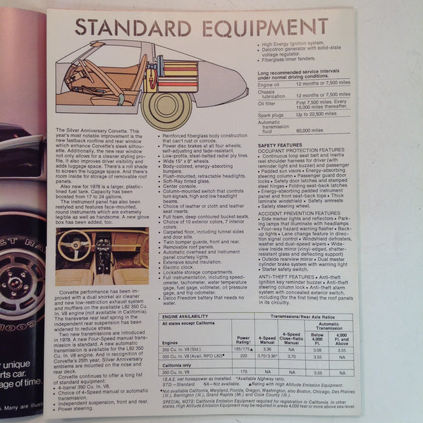 Vintage 1953-78 Chevrolet Silver Anniversary Corvette Color Photo Brochure Vette