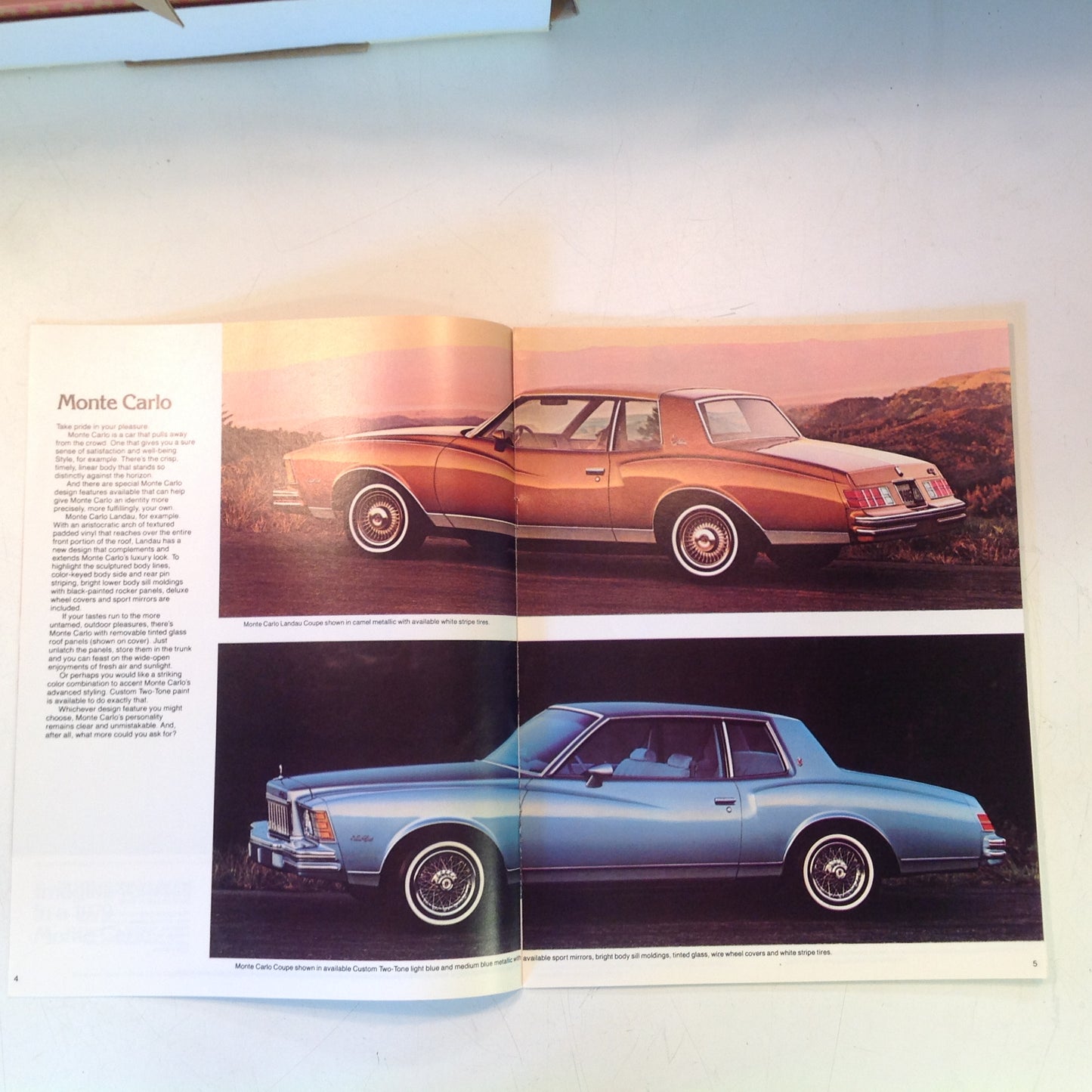 Vintage 1978 Chevrolet 1979 Monte Carlo Informational Sales Brochure Color Photo