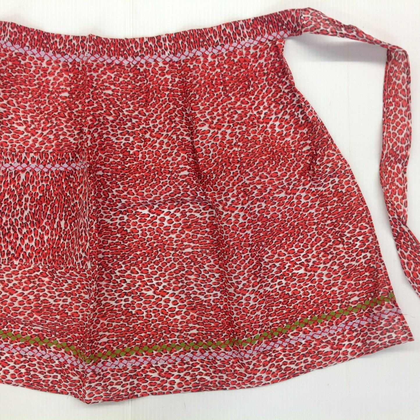 Vintage 1960's Red Leopard Print Organza Apron